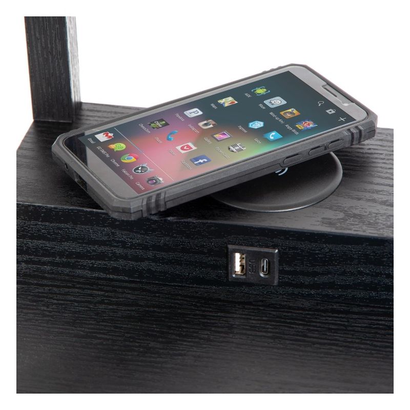 Lucide MENNO - Stojacia lampa - 1xE27 - S bezdrôtovou nabíjačkou - Čierna